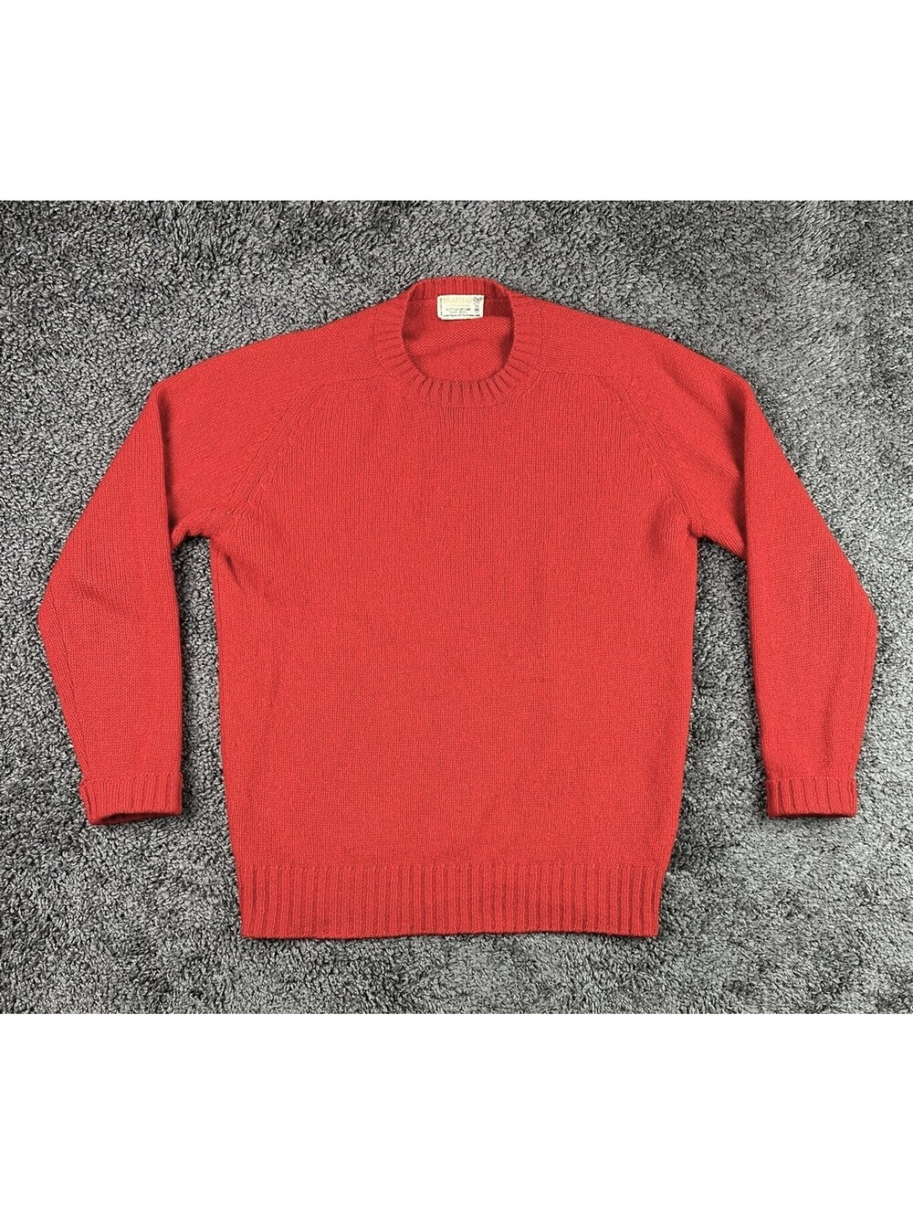 Braemar International Men's M Red 100% Wool Scottish Shetland Sweater Vintage